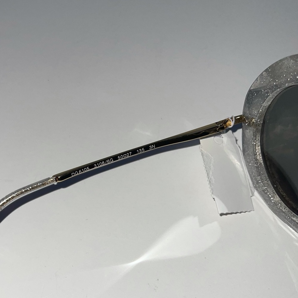 # Dolce and Gabbana Round Frame Glitter Acetate Sunglasses In Silver New - Picture 12 of 16
